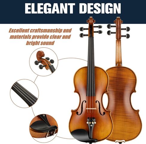 Cecilio Violin 4/4 مجموعة كاملة من زيت اليد ، فرك زيت يدوي شديد الظهر المكوّل الخشب الصلبة مع سلاسل D'Addario Prelude ، الحجم 4/4 (الحجم الكامل) in Kuwait