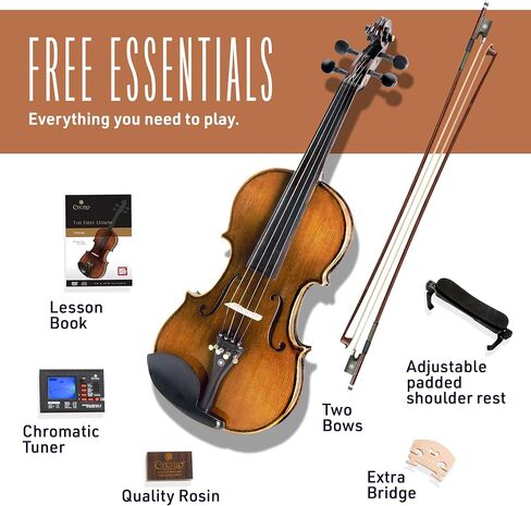 Cecilio Violin 4/4 مجموعة كاملة من زيت اليد ، فرك زيت يدوي شديد الظهر المكوّل الخشب الصلبة مع سلاسل D'Addario Prelude ، الحجم 4/4 (الحجم الكامل) in Kuwait