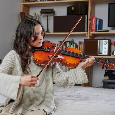 Cecilio Violin 4/4 مجموعة كاملة من زيت اليد ، فرك زيت يدوي شديد الظهر المكوّل الخشب الصلبة مع سلاسل D'Addario Prelude ، الحجم 4/4 (الحجم الكامل) in Kuwait