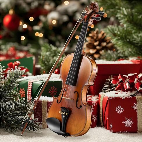 Cecilio Violin 4/4 مجموعة كاملة من زيت اليد ، فرك زيت يدوي شديد الظهر المكوّل الخشب الصلبة مع سلاسل D'Addario Prelude ، الحجم 4/4 (الحجم الكامل) in Kuwait