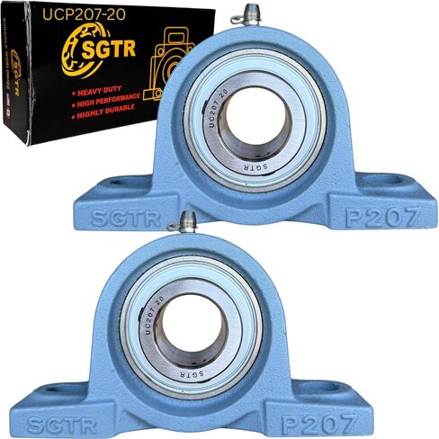 2 Pack Heavy Duty UCP207-20 Pillow Block Bearing, 1-1/4 inch Bore, Special Safety Seal, Industrial Grade, Self-Alignment, Chrome Steel Bearing Units, Solid Cast Iron Units in Saudi Arabia