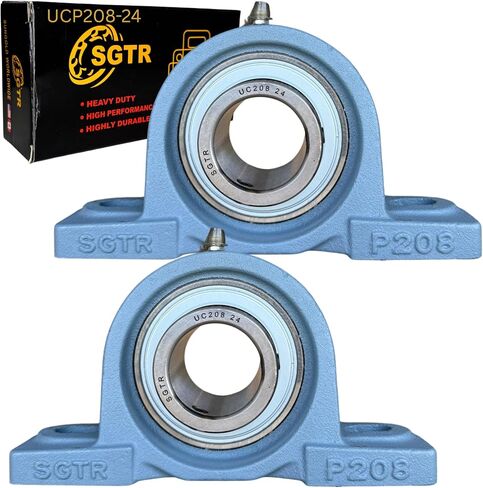 2 Pack Heavy Duty UCP207-20 Pillow Block Bearing, 1-1/4 inch Bore, Special Safety Seal, Industrial Grade, Self-Alignment, Chrome Steel Bearing Units, Solid Cast Iron Units in Saudi Arabia
