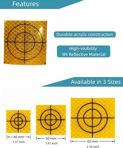 60PCS 40 * 40mm Yellow Reflective Tape Survey Targets Reflective Adhesive Target Sheets for Total Stations Laser Target Sheet in Kuwait
