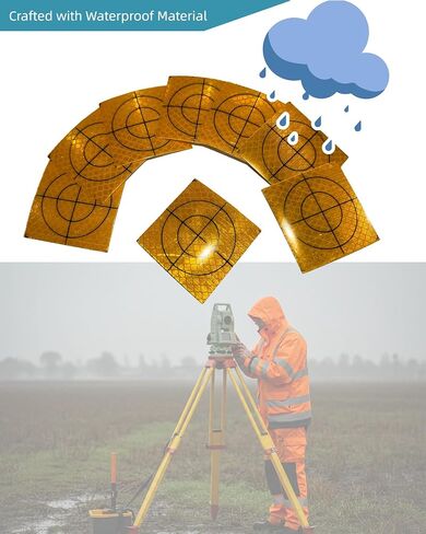 60PCS 40 * 40mm Yellow Reflective Tape Survey Targets Reflective Adhesive Target Sheets for Total Stations Laser Target Sheet in Kuwait