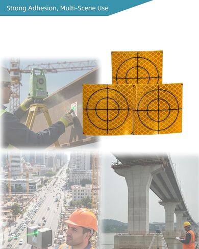 60PCS 40 * 40mm Yellow Reflective Tape Survey Targets Reflective Adhesive Target Sheets for Total Stations Laser Target Sheet in Kuwait