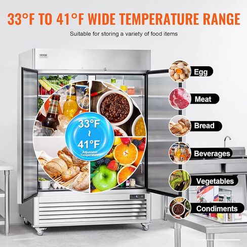 ثلاجة تجارية Vevor 44.21 cu.ft ، وصول في 54.4 "W أبواب ثلاجة مستقيمة 2 ، ثلاجة من الفولاذ المقاوم للصدأ التلقائي مع 8 أرفف ، 33 إلى 41 ℉ التحكم في درجة الحرارة ، مصباح LED ، 4 عجلات in Saudi Arabia