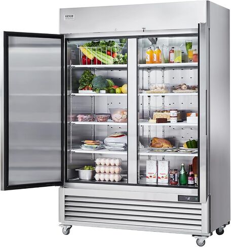 ثلاجة تجارية Vevor 44.21 cu.ft ، وصول في 54.4 "W أبواب ثلاجة مستقيمة 2 ، ثلاجة من الفولاذ المقاوم للصدأ التلقائي مع 8 أرفف ، 33 إلى 41 ℉ التحكم في درجة الحرارة ، مصباح LED ، 4 عجلات in Saudi Arabia