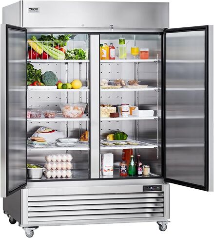 ثلاجة تجارية Vevor 44.21 cu.ft ، وصول في 54.4 "W أبواب ثلاجة مستقيمة 2 ، ثلاجة من الفولاذ المقاوم للصدأ التلقائي مع 8 أرفف ، 33 إلى 41 ℉ التحكم في درجة الحرارة ، مصباح LED ، 4 عجلات in Saudi Arabia