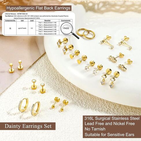 أقراط Loyallook Hypoallergenic المسطحة للنساء العصرية 20G جراحية أقراط الفولاذ المقاوم للصدأ الجراحية in Saudi Arabia