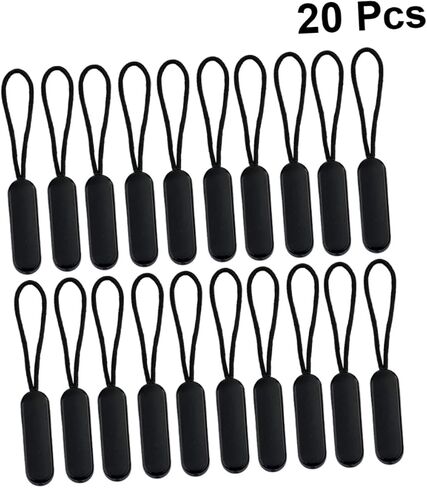 Homoyoyo 20 Pcs Black Oval Zipper Pull Rope Replacement Molded Sliders for Luggage Backpacks Jackets DIY Repair Kit for Bags Coats Sportswear in Saudi Arabia