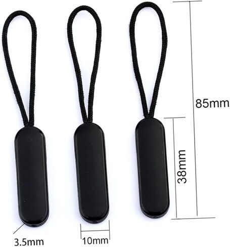 Homoyoyo 20 Pcs Black Oval Zipper Pull Rope Replacement Molded Sliders for Luggage Backpacks Jackets DIY Repair Kit for Bags Coats Sportswear in Saudi Arabia