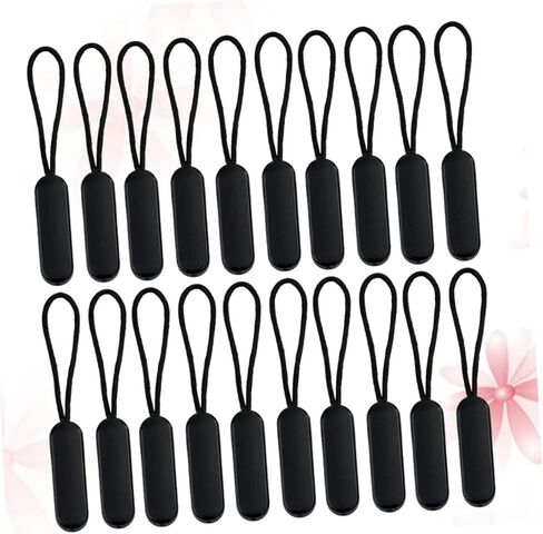 Homoyoyo 20 Pcs Black Oval Zipper Pull Rope Replacement Molded Sliders for Luggage Backpacks Jackets DIY Repair Kit for Bags Coats Sportswear in Saudi Arabia