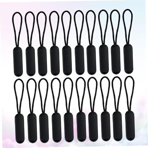 Homoyoyo 20 Pcs Black Oval Zipper Pull Rope Replacement Molded Sliders for Luggage Backpacks Jackets DIY Repair Kit for Bags Coats Sportswear in Saudi Arabia
