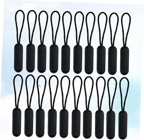 Homoyoyo 20 Pcs Black Oval Zipper Pull Rope Replacement Molded Sliders for Luggage Backpacks Jackets DIY Repair Kit for Bags Coats Sportswear in Saudi Arabia