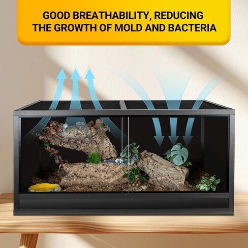 REPTI ZOO 68 Gallon Wooden Reptile Tank, 48x18x18 Reptile Terrarium for Ball Python Bearded Dragon Gecko Snake Chameleon Turtle, Light Weight Reptile Enclosure Habitat Cage in Saudi Arabia