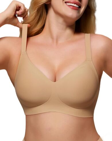 As Fairy Womens Soft Comfortable No Underwire Bras V Neck Seamless Push Up Bralettes Full Coverage Tshirt Brassiere in Kuwait
