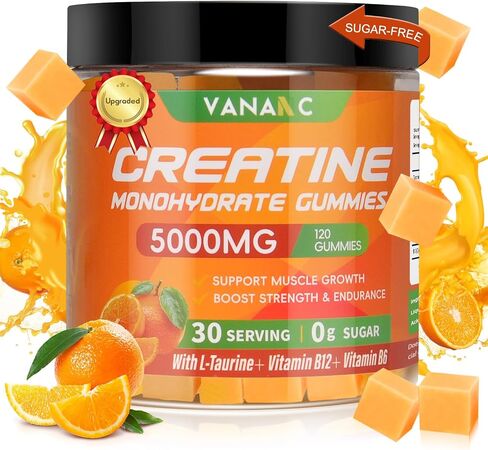 الكرياتين أحادي الهيدرات Gummies 5000mg لنمو العضلات ، ودعم القوة والطاقة ، وخالية من السكر ، وصمغ ما قبل التمرين مع L-taurine ، وفيتامين B6 وفيتامين B12 للرجال والنساء -20 غامميين ، محمولة وقابلة للمضغ in Saudi Arabia