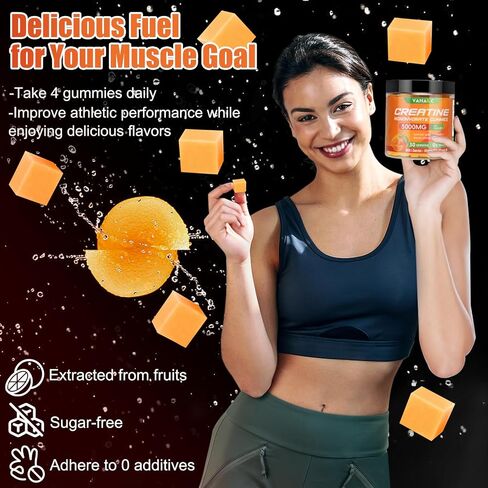 الكرياتين أحادي الهيدرات Gummies 5000mg لنمو العضلات ، ودعم القوة والطاقة ، وخالية من السكر ، وصمغ ما قبل التمرين مع L-taurine ، وفيتامين B6 وفيتامين B12 للرجال والنساء -20 غامميين ، محمولة وقابلة للمضغ in Saudi Arabia