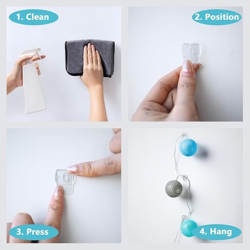 100 Mini Clear Light Clips with 120 Adhesive Strips, Damage-Free Indoor Mini Wall Hooks for Hanging, Removable Clips for Decoration in Saudi Arabia