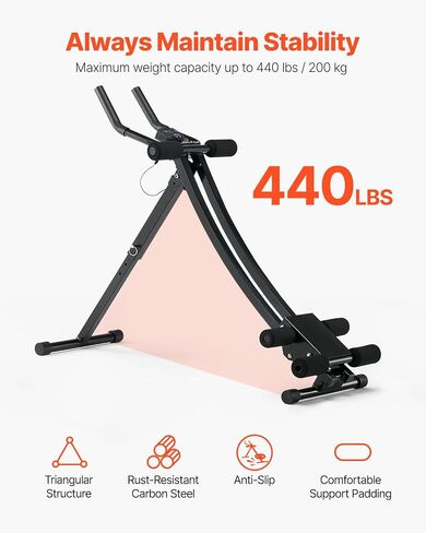 Vevor AB Machine Machine ، AB تجريب معدات في الصالة الرياضية المنزلية ، المدربين الأساسيين والبطن للنساء ، 440 رطلاً تدريب قوة الوزن AB ، تمرينات اللياقة القابلة للطي قابلة للطي قابلة للتعديل in Kuwait