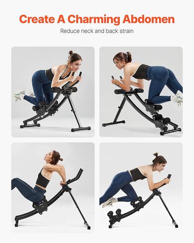 VEVOR AB Workout Machine, Ab Workout Equipment at Home Gym, Core & Abdominal Trainers for Women, 440 lbs Weight Capacity Strength Training Ab Cruncher, Foldable Adjustable Fitness Exerciser in Saudi Arabia