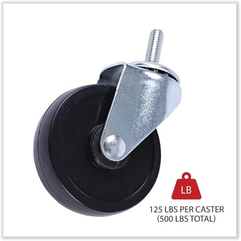 Alera ALESW790004 3 Wheel 2 Locking Optional Grip Ring Stem Casters for Wire Shelving - Black (4/Set) in Saudi Arabia