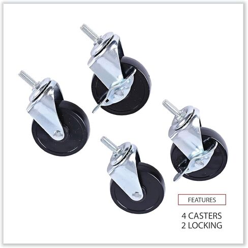 Alera ALESW790004 3 Wheel 2 Locking Optional Grip Ring Stem Casters for Wire Shelving - Black (4/Set) in Saudi Arabia