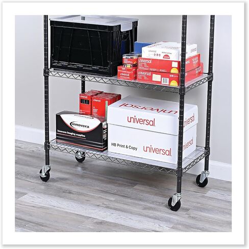 Alera ALESW790004 3 Wheel 2 Locking Optional Grip Ring Stem Casters for Wire Shelving - Black (4/Set) in Saudi Arabia