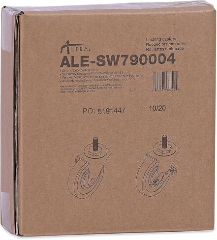 Alera ALESW790004 3 Wheel 2 Locking Optional Grip Ring Stem Casters for Wire Shelving - Black (4/Set) in Saudi Arabia