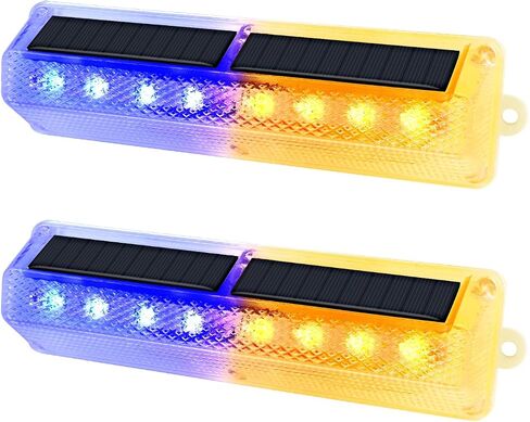 Aolyty Solar Warning Light, Bright Red and Blue Light Flashing Alternately Waterproof Emergency Caution Light for Construction Site, Dock, Guardrails, Driveway, Beacon (Red & Blue) in Kuwait