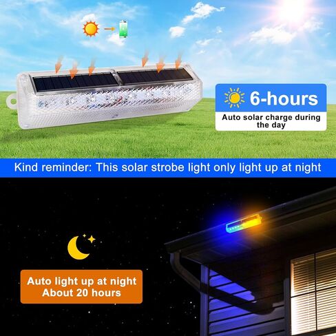 Aolyty Solar Warning Light, Bright Red and Blue Light Flashing Alternately Waterproof Emergency Caution Light for Construction Site, Dock, Guardrails, Driveway, Beacon (Red & Blue) in Kuwait