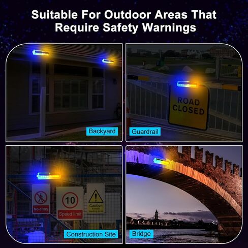 Aolyty Solar Warning Light, Bright Red and Blue Light Flashing Alternately Waterproof Emergency Caution Light for Construction Site, Dock, Guardrails, Driveway, Beacon (Red & Blue) in Kuwait