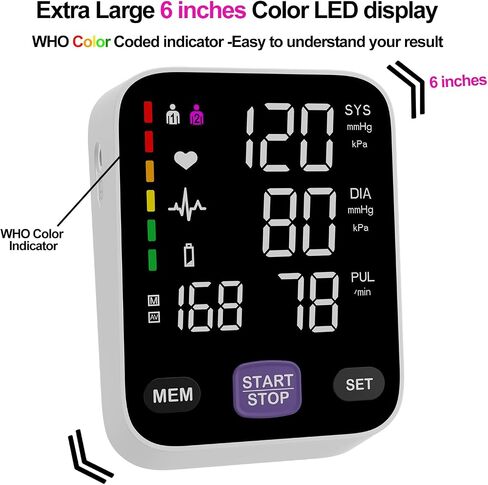 تأتي شاشات ضغط الدم من Bluetooth للاستخدام المنزلي مع 17 "كبير و 21" كبير الكفة BP 6 بوصات شاشة LED تلقائي نوع الذراع in Saudi Arabia