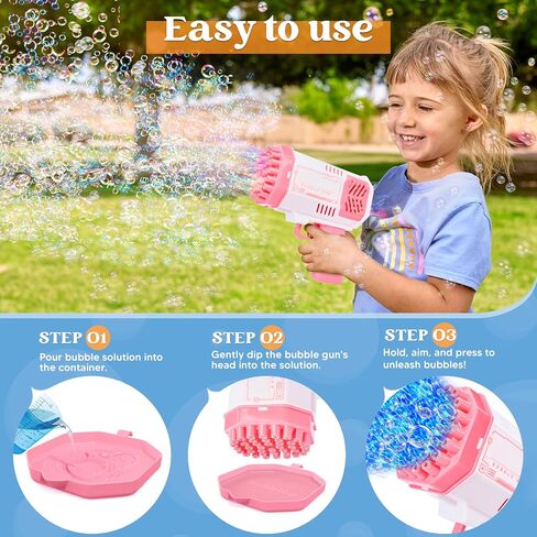 لعبة Sloosh Bubble Machine Toy للأعمار من 3-8 فتيات فتيات مع حل ، لعبة Rocket Shape Bubble Gun Toy للأطفال الذين تتراوح أعمارهم بين 4 و 8 سنوات ، والهدايا ، والبالغين ، وفضل الحفلات ، والصيف ، وحفل الزفاف ، وعيد الفصح in Kuwait