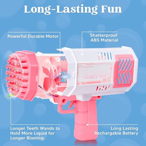 لعبة Sloosh Bubble Machine Toy للأعمار من 3-8 فتيات فتيات مع حل ، لعبة Rocket Shape Bubble Gun Toy للأطفال الذين تتراوح أعمارهم بين 4 و 8 سنوات ، والهدايا ، والبالغين ، وفضل الحفلات ، والصيف ، وحفل الزفاف ، وعيد الفصح in Kuwait