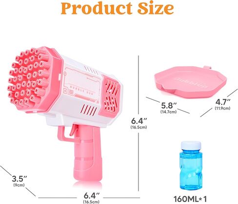 لعبة Sloosh Bubble Machine Toy للأعمار من 3-8 فتيات فتيات مع حل ، لعبة Rocket Shape Bubble Gun Toy للأطفال الذين تتراوح أعمارهم بين 4 و 8 سنوات ، والهدايا ، والبالغين ، وفضل الحفلات ، والصيف ، وحفل الزفاف ، وعيد الفصح in Kuwait