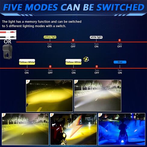 2PC Motorcycle LED Auxiliary Lights White/Amber Strobe with Switch Wire Offroad Work Lights for Harley Davidson Honda Kawasaki Suzuki Yamaha,GMC Savana Jeep ATV UTV Car Trucke Car,Forklifts Boat etc in Saudi Arabia