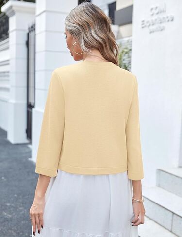 Newchoice Women's Open Front Cropped Cardigan Sweaters Bolero Shrugs for Dresses 3/4 Sleeve Casual Lightweight Cardigans in Kuwait