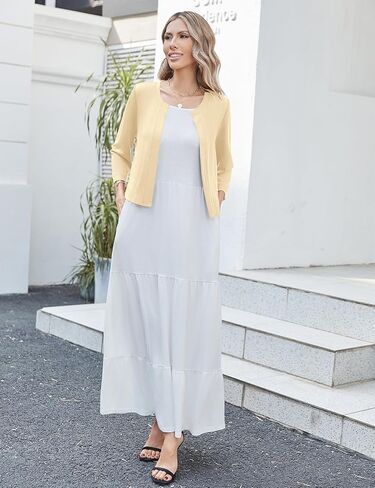 Newchoice Women's Open Front Cropped Cardigan Sweaters Bolero Shrugs for Dresses 3/4 Sleeve Casual Lightweight Cardigans in Kuwait