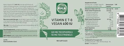 Vitamin E - All 8 Tocopherols + Tocotrienols 400 IU Vegan - Alpha Tocopherol/Tocotrienol + Beta Tocopherol/Tocotrienol + Gamma Tocopherol/Tocotrienol + Delta Tocopherol/Tocotrienol in Saudi Arabia