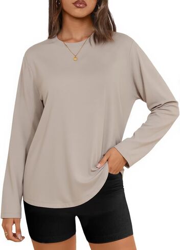 PrettyGuide Womens Long Sleeve Shirts Modal Cotton Basic Tee Crewneck Loose Fit Tops in Saudi Arabia