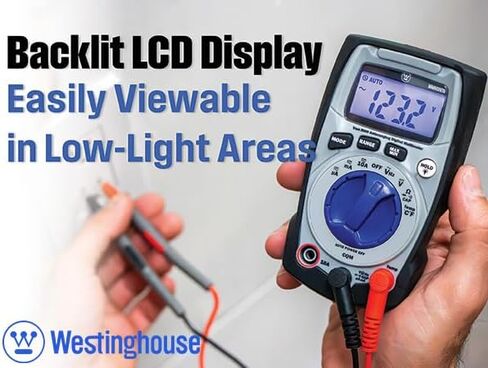Westinghouse 600V True RMS Auto-Ranging Multimeter with Large Screen and Relative Mode; Measures Voltage Current Resistance Capacitance Frequency Temperature; Incl. Case and 2-Year Warranty. in Saudi Arabia