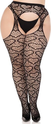 Leg Avenue Women’s Heart Net Suspender Pantyhose Stockings, BLACK,O/S in Saudi Arabia