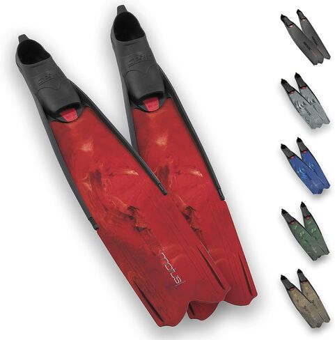 Seac Motus Italian Design Long Blade Fin for Spearfishing and Freediving Fins ، Black - 4-5.5 | 36/38 in Saudi Arabia
