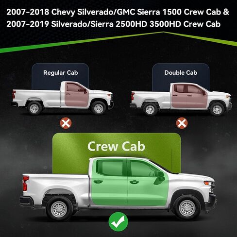 ألواح الجري المتوافقة مع Chevy Silverado GMC Sierra Crew Cab 2019-2025 1500 ، 2020-2025 2500HD 3500HD ، خطوات جانبية قابلة للطلاء DAIR DROP NERF BANS CORBAN in Kuwait