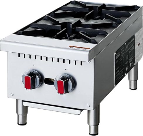 موقد الغاز التجاري 2 موقد ، 50000 BTU مجموعة غاز كونترتوب ، الفولاذ المقاوم للصدأ الشاقية للمطعم ، البروبان/نانوغرام متوافق مع الوقود المتعدد in Kuwait