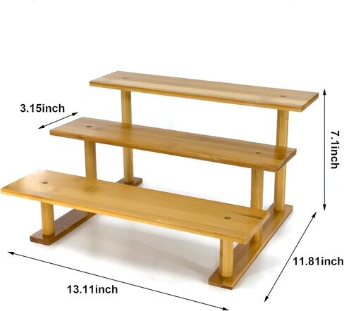 Wooden Display Riser Stand, 3 Tiered Perfume and Cologne Organizer Stand, 3 Tier Spice Rack Organizer, Rustic Display Shelf for Candles in Saudi Arabia