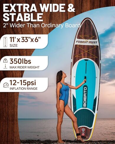 قابلة للنفخ قفص Paddle Board 10'8 "*34"/11 '*33 "لوحات مجداف واسعة إضافية للبالغين ، SUP مع إكسسوارات متميزة وحقائب الظهر النايلون ، مجداف قابل للتعديل ، مضخة يدوية ، زعنفة أسفل ، المقود in Saudi Arabia
