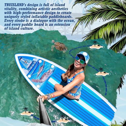 TRUISLAND Inflatable Paddle Board, Stand Up Paddle Board with Backpack, Non-Slip Thickened Deckpad, Waterproof Phone Case, Leash, Paddle, Hand Pump in Saudi Arabia