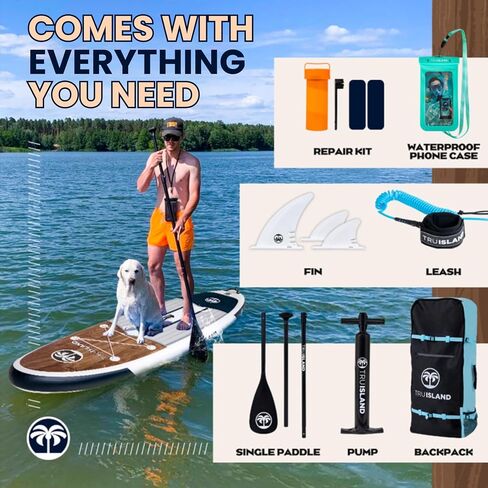 TRUISLAND Inflatable Paddle Board, Stand Up Paddle Board with Backpack, Non-Slip Thickened Deckpad, Waterproof Phone Case, Leash, Paddle, Hand Pump in Saudi Arabia